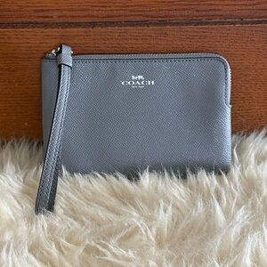Coach Indigo Silver Leather Corner Zip Wristlet 58032